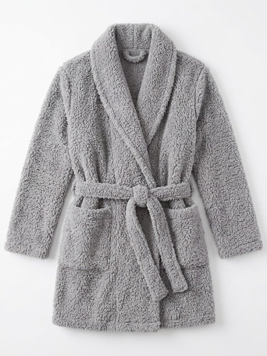 Natori Other - Natori Grey Plush Fleece Sherpa Belted Robe Size S/M Shawl Collar Loungewear